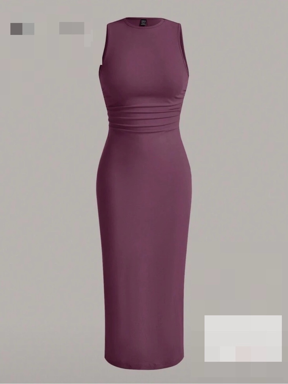 NEW! Sleeveless Ruched Waist Midi Dress - Plum